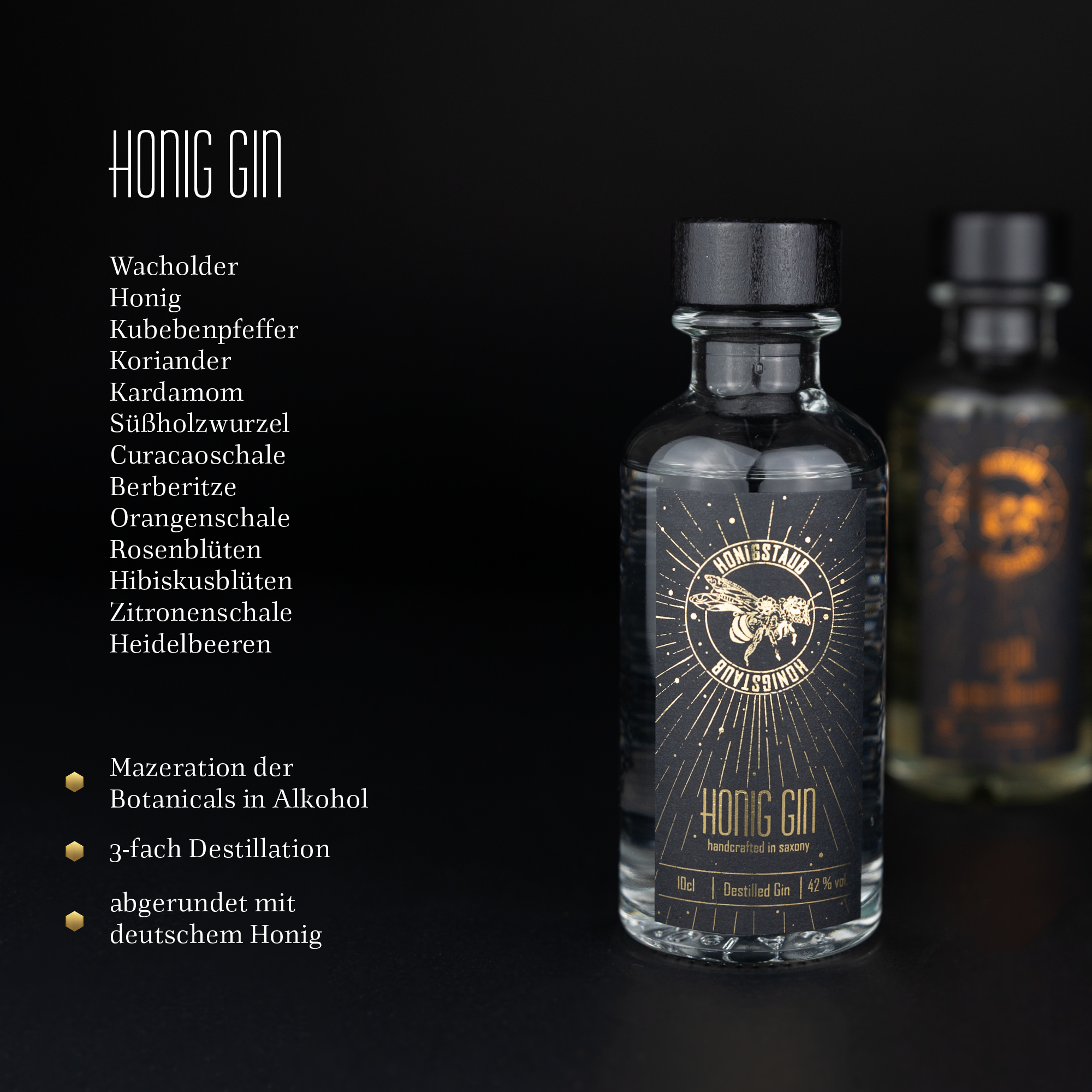 Honigstaub Geschenk-Set je 10cl Whisky Honig Likör & Honig Gin  